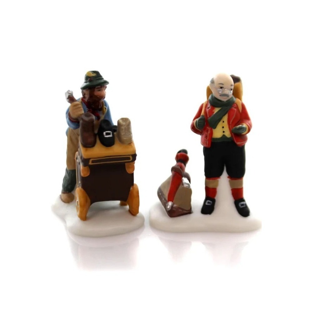 DEPT 56 HERITAGE VILLAGE COLLECTION COBBLER & CLOCK PEDDLER - RETIRED